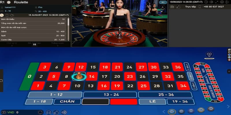 Hội viên đặt cược lệch số trong game Roulette cơ hội thắng lớn